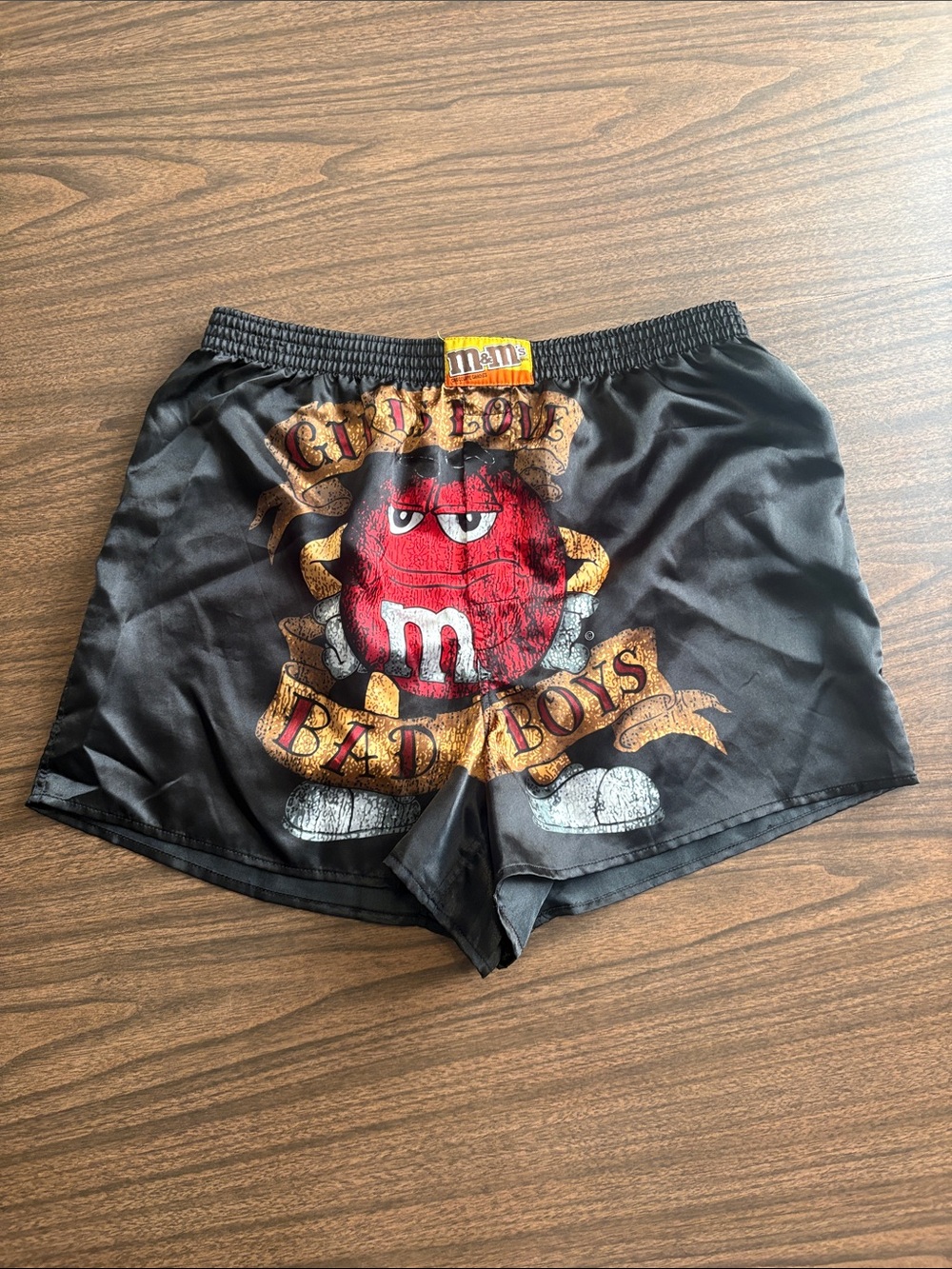 M&M'S Large Black Boxer Shorts Girls Love Bad Boys